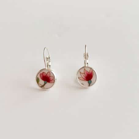 Vintage Coalport Ming Rose china earrings